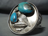 Rare Turquoise Vintage Native American Navajo Old Morenci Sterling Silver Bracelet-Nativo Arts