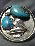 Rare Turquoise Vintage Native American Navajo Old Morenci Sterling Silver Bracelet-Nativo Arts