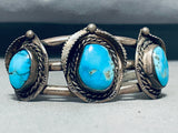 Rare Turquoise Vintage Native American Navajo Sterling Silver Gilbert Bracelet-Nativo Arts