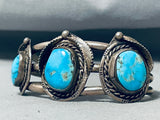 Rare Turquoise Vintage Native American Navajo Sterling Silver Gilbert Bracelet-Nativo Arts