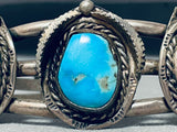Rare Turquoise Vintage Native American Navajo Sterling Silver Gilbert Bracelet-Nativo Arts