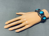 Rare Turquoise Vintage Native American Navajo Sterling Silver Gilbert Bracelet-Nativo Arts