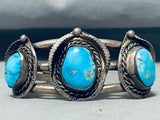 Rare Turquoise Vintage Native American Navajo Sterling Silver Gilbert Bracelet-Nativo Arts