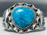 Rare Turquoise Vintage Native American Navajo Sterling Silver Repousse Bracelet-Nativo Arts