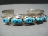 Rare Vintage Apache Turquoise Sterling Silver Native American Natural Bracelet-Nativo Arts