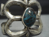 Rare!! Vintage Native American Jewelry Navajo Red Mountain Turquoise Sterling Silver Bracelet-Nativo Arts