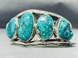 Rare Vintage Native American Navajo 5 Blue Creek Spiderweb Turquoise Sterling Silver Bracelet-Nativo Arts