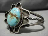 Rare Vintage Native American Navajo #8 Turquoise Sterling Silver Bracelet Old Cuff-Nativo Arts