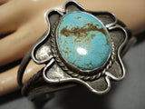 Rare Vintage Native American Navajo #8 Turquoise Sterling Silver Bracelet Old Cuff-Nativo Arts