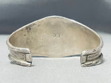 Rare Vintage Native American Navajo Blue Gem Turquoise Mother Of Pearl Sterling Silver Bracelet-Nativo Arts