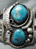 Rare Vintage Native American Navajo Blue Gem Turquoise Sterling Silver Bracelet-Nativo Arts