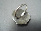 Rare Vintage Native American Navajo Blue Thunder Turquoise Sterling Silver Ring Old-Nativo Arts
