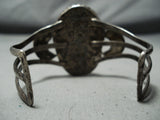 Rare Vintage Native American Navajo Domed #8 Turquoise Sterling Silver Bracelet-Nativo Arts