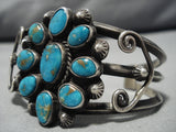 Rare Vintage Native American Navajo Elizabeth Whitman Turquoise Sterling Silver Bracelet Old-Nativo Arts