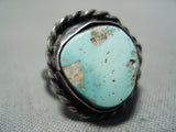 Rare Vintage Native American Navajo Gilbert Turquoise Sterling Silver Ring-Nativo Arts