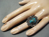 Rare Vintage Native American Navajo Ithaca Peak Turquoise Sterling Silver Ring Old-Nativo Arts
