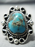 Rare Vintage Native American Navajo Ithaca Peak Turquoise Sterling Silver Ring Old-Nativo Arts