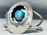 Rare Vintage Native American Navajo Morenci Turquoise Sterling Silver Shadowbox Bracelet-Nativo Arts