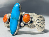 Rare Vintage Native American Navajo Nacozari Turquoise Sterling Silver Bracelet-Nativo Arts