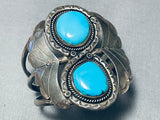 Rare Vintage Native American Navajo Old Kingman Turquoise Sterling Silver Bracelet-Nativo Arts