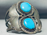 Rare Vintage Native American Navajo Old Kingman Turquoise Sterling Silver Bracelet-Nativo Arts