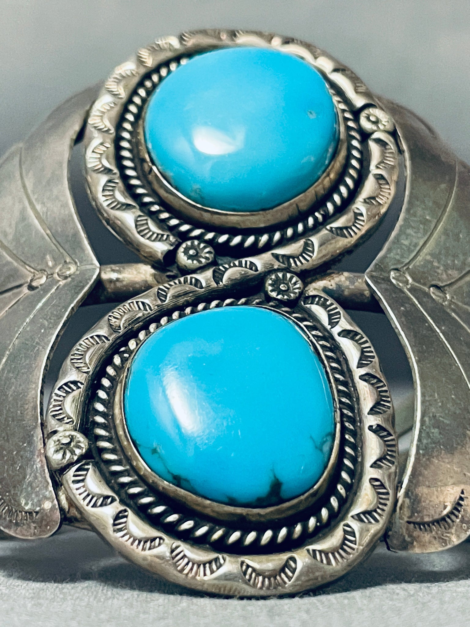 Rare Vintage Native American Navajo Old Kingman Turquoise Sterling Sil ...