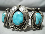 Rare Vintage Native American Navajo Old Morenci Turquoise Sterling Silver Bracelet-Nativo Arts