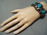 Rare Vintage Native American Navajo Old Morenci Turquoise Sterling Silver Bracelet-Nativo Arts