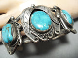Rare Vintage Native American Navajo Old Morenci Turquoise Sterling Silver Bracelet-Nativo Arts