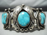 Rare Vintage Native American Navajo Old Morenci Turquoise Sterling Silver Bracelet-Nativo Arts