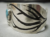 Rare Vintage Native American Navajo Persin Turquoise Sterling Silver Bracelet Old-Nativo Arts