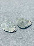 Rare Vintage Native American Navajo Sleeping Beauty Turquoise Sterling Silver Bear Paw Earrings-Nativo Arts