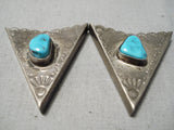 Rare Vintage Native American Navajo Turquoise Sterling Silver Collar Protectors-Nativo Arts