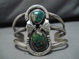 Rare Vintage Navajo Green Turquoise Sterling Silver Native American Bracelet-Nativo Arts