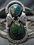 Rare Vintage Navajo Green Turquoise Sterling Silver Native American Bracelet-Nativo Arts