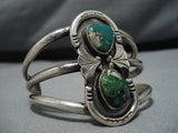 Rare Vintage Navajo Green Turquoise Sterling Silver Native American Bracelet-Nativo Arts