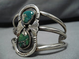 Rare Vintage Navajo Green Turquoise Sterling Silver Native American Bracelet-Nativo Arts