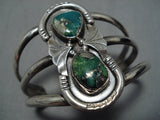Rare Vintage Navajo Green Turquoise Sterling Silver Native American Bracelet-Nativo Arts