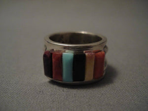 Rare Vintage Navajo Ray Adkai Turquoise Cownrow Native American Jewelry Silver Ring-Nativo Arts