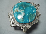 Ray Nez Native American Navajo Pilot Mountain Turquoise Sterling Silver Bracelet-Nativo Arts