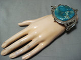 Ray Nez Native American Navajo Pilot Mountain Turquoise Sterling Silver Bracelet-Nativo Arts