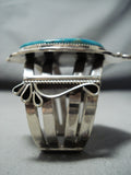 Ray Nez Native American Navajo Pilot Mountain Turquoise Sterling Silver Bracelet-Nativo Arts