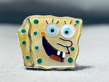 Remarkable Native American Zuni Mother Of Pearl Sterling Silver Ring Signed Spongebob-Nativo Arts