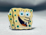 Remarkable Native American Zuni Mother Of Pearl Sterling Silver Ring Signed Spongebob-Nativo Arts