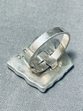 Remarkable Native American Zuni Mother Of Pearl Sterling Silver Ring Signed Spongebob-Nativo Arts