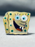 Remarkable Native American Zuni Mother Of Pearl Sterling Silver Ring Signed Spongebob-Nativo Arts