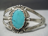 Remarkable Vintage Native American Navajo Domed Turquoise Sterling Silver Bracelet Old-Nativo Arts