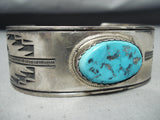 Remarkable Vintage Native American Navajo Morenci Turquoise Sterling Silver Bracelet-Nativo Arts