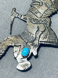 Remarkable Vintage Native American Navajo Sleeping Beauty Turquoise Sterling Silver Pin-Nativo Arts