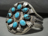 Remarkable Vintage Navajo Bisbee Turquoise Native American Jewelry Silver Bracelet-Nativo Arts